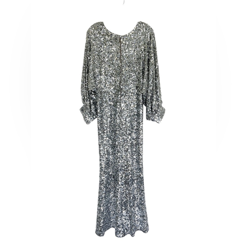 Sachin + Babi Gabby Sequin Evening Formal Gown in Silver Womens Size 8 NEW - Picture 8 of 10
